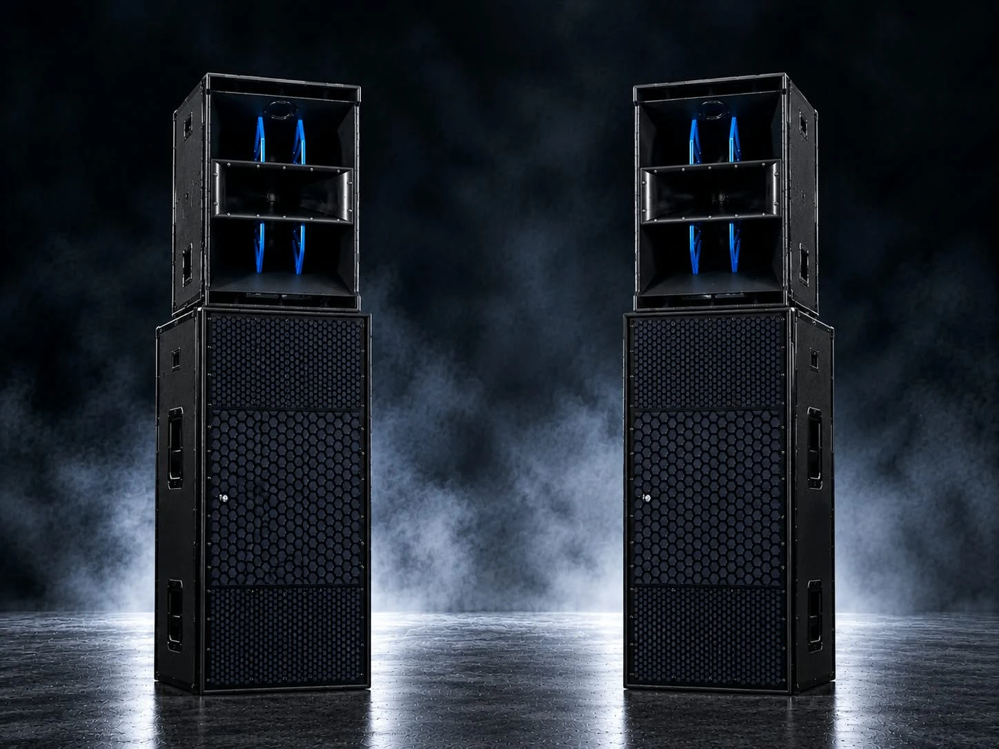 Impianto da 600 persone: due colonne con un sub DBM218 e un top Flexline PCX12 ciascuna